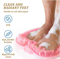 Brosse de bain moderne en silicone à motif uni, tampon exfoliant dorsal avec autocollant mural à ventouse pour salle de bain, tapis de massage des pieds