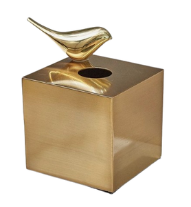 Caja de pañuelos de Metal decorativa, encimera de cocina, sala de estar, multiusos, Metal, acabado dorado, forma cuadrada, servilletero de mesa - Product Image 1