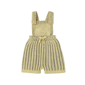 Mimixiong – barboteuse en tricot pour bébé, bretelles réglables, avec nœud papillon fixe, barboteuse pour nouveau-né, fille et garçon