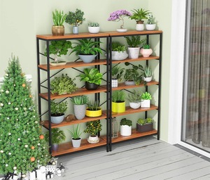 Fábrica al por mayor <span class=keywords><strong>de</strong></span> 5 niveles <span class=keywords><strong>de</strong></span> diseño moderno marco <span class=keywords><strong>de</strong></span> metal marrón estanterías 58 \ "H <span class=keywords><strong>escalera</strong></span> estanterías hogar Oficina muebles sala <span class=keywords><strong>de</strong></span> estar - Product Image 1