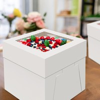 Boîtes à gâteaux personnalisées de luxe en gros, transparentes, grandes, hautes, à étages, avec fenêtre