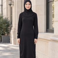 EVE048 Mode musulmane, burkini, robe longue élégante, couleur unie, à capuche, grande taille, robe ample, abaya islamique, maillot de bain pour femmes musulmanes