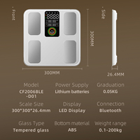 Balance de salle de bain numérique LED en verre trempé unique 200 kg, IMC, 4 électrodes, balance intelligente, mesure automatique de la graisse corporelle, portable