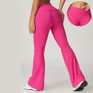 2024 New Colors High Waist No Front Seam Dance Gym Bell-Bottom Pants Long Length Stretchy Yoga Flare Pants
