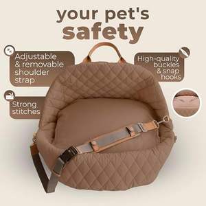 OEM 3-en-1 portador de mascotas a prueba de agua patrón sólido almohada almacenamiento bolsillo correa de seguridad gatos 18 libras cachorro asiento de coche perro cama cartón - Product Image 5