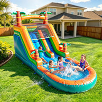 Toboggan aquatique gonflable en PVC de qualité commerciale 21x9x12FT avec grande piscine à éclaboussures pour adultes et enfants, idéal pour les fêtes en extérieur et les jardins.