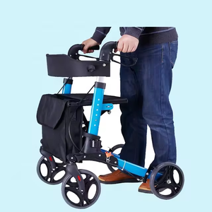 <strong>Roller</strong> Folding <strong>Walker</strong> Portable Adjustable Shopping Medical Outdoor Aluminum Walking Aid with <strong>Seat</strong> - Product Image 3