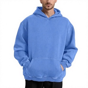 Hoodie unisexe court vintage délavé à l'acide, personnalisable avec logo, épais, à ourlet brut, en molleton bouclette, coupe oversize, avec impression en relief - Product Image 5