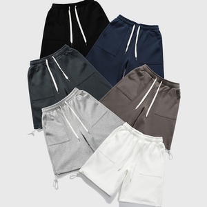Custom Men's Summer Shorts Breathable Black Sport Clothing Relaxed Fit <b>Knee</b> Length Made Cotton Terry Casual Style Running Solid - Product Image 4