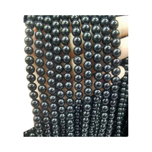 Cuentas lisas redondas de obsidiana negra Natural Mystic Glow, una opción clásica Premium para la fabricación de joyas preciosas y creaciones de lujo - Product Image 1