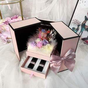 Caja de Joyería con Rosas Preservadas para Siempre Moss Bear, Regalos de Navidad y San Valentín, Caja para Anillo y Collar con Rosa Eterna - Product Image 6