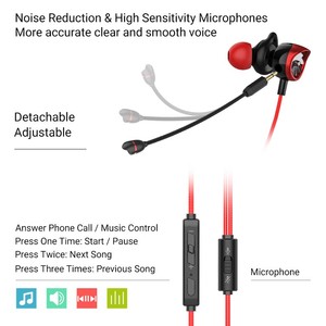 Langsdom Diseño cómodo y elegante Calidad de sonido clara Cableado en el oído Videojuegos Auriculares Auriculares Juegos con mic - Product Image 5