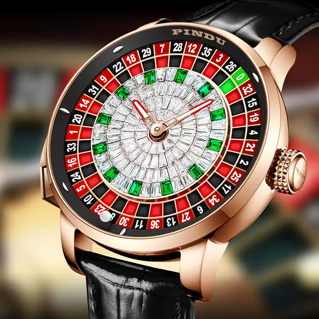 Manufacturer OEM Customized Brand LOGO Mechanical Watches Push Button Turn Russian Roulette Game Diamond Dial Watch for Men