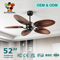 Ventilateur de plafond 52 pouces sans lumière, 5 pales en ABS, fixation par tige, moteur DC 6 vitesses, télécommande, idéal pour véranda, patio, chambre – Vente directe usine