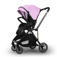 Poussette Bébé Pliable 2-en-1 3-en-1 en Alliage d'Aluminium, Amortissement en Caoutchouc, 4 Roues, Capacité de Charge 20KG, Modèle High Landscape