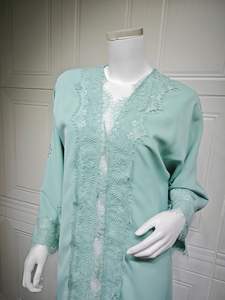 <span class=keywords><strong>M</strong></span>-183 Busana Muslim Sederhana Dubai Gaya Turki Terbuka Abaya Panjang Se-Mata Kaki Bahan Bernapas Model Silang Lengan Panjang Nida - Product Image 6