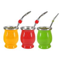 Tasse à gourde Yerba Mate en acier inoxydable 304 à double paroi avec paille Bombilla 230ml