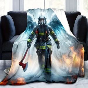 Firefighter Blanket Fireman Gifts Birthday <b>Christmas</b> Halloween Thanksgiving Valentine's Day Retirement Presents Plush <b>Throw</b> - Product Image 4