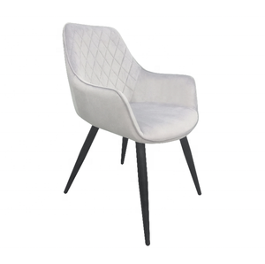 Wholesale Nordic Luxury OEM Colors <b>Velvet</b> Fabric Restaurant <b>Dining</b> Arm <b>Chairs</b> With Metal Legs - Product Image 4