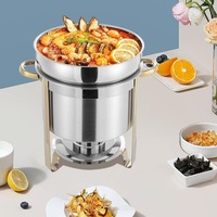 Réchauds de buffet en acier inoxydable à chauffage alcoolisé, avec seau à soupe profond 7L, ensemble chauffe-plats pour hôtel