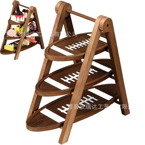 Wooden Three Tier Dessert Rack Foldable <b>Desktop</b> Cake Display Stand For Party - Product Image 3