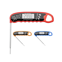 Termometer dapur Digital lampu latar, baca cepat termometer layar besar layar LCD akurasi tinggi tahan air RMS-006 logam untuk memasak daging BBQ