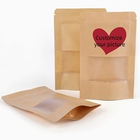 Sachets d'emballage alimentaire en gros scellés pour assaisonnements et épices, biodégradables, personnalisés, en papier kraft, à fond plat