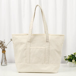 Wholesale Heavy Duty Shopping <b>Bag</b> Custom Logo Printed Women's Plain Canvas Cotton Cloth <b>Tote</b> <b>Bag</b> With Zipper and Pocket - Product Image 3