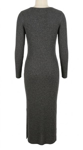 Robe pull en laine côtelée pour femme, manches longues, moulante, mi-longue, col rond, couleur unie, élégante pour l'automne, idéale pour le bureau ou les occasions décontractées - Product Image 5