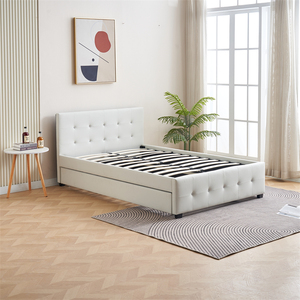 <span class=keywords><strong>Lit</strong></span> plateforme moderne en tissu bouclé beige avec boutons en cristal, capitonné, pour filles, tailles Queen et King, avec <span class=keywords><strong>lit</strong></span> <span class=keywords><strong>gigogne</strong></span> rembourré doux - Product Image 4