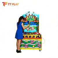 Máquina Arcade Metálica TT Play Crocodile Panic Hammer con Pantalla LCD de 42 Pulgadas, Operada con Monedas, Juego Interactivo para 2 Jugadores para Entretenimiento