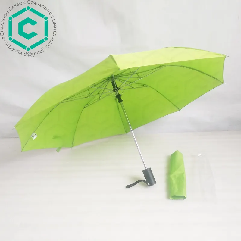 Açık yeşil 21 inç otomatik açık 2 katlanır şemsiye kapağı promosyon için