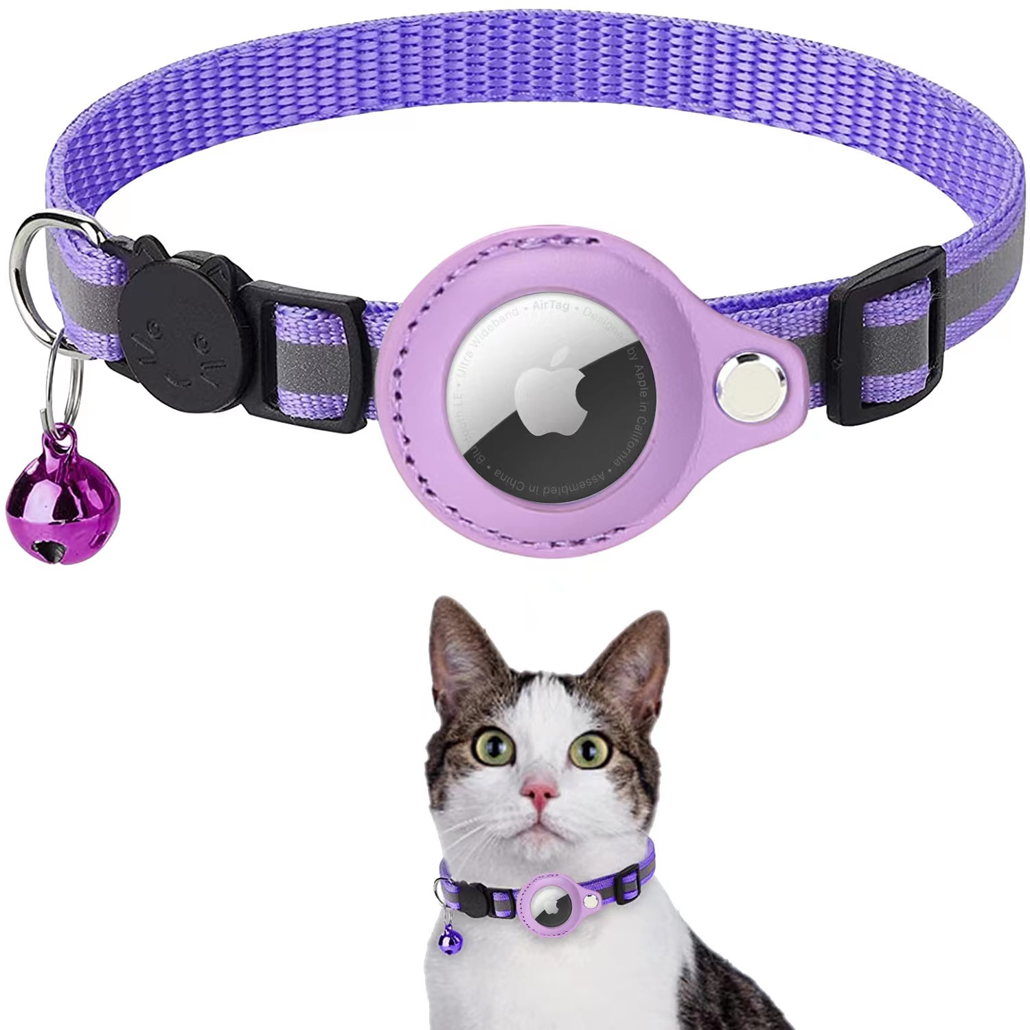 Nice Quality Adjustable Pet Collar Locator Accesstory Cat Collar With Reflective Stripe For Apple Airtag