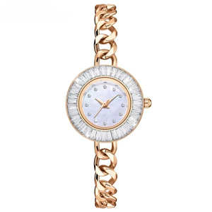 Elegante Reloj de Cuarzo para Dama con Bisel de Diamantes, Caja y Esfera Redondas, Correa de Acero Inoxidable Plateado, Reloj de Vestir de Alta Gama para Mujer - Product Image 1