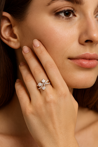 Bague en or rose sertie de diamants, bijou élégant et moderne, brillant, pour femme, choix idéal pour un mariage, des fiançailles et un cadeau d'anniversaire - Product Image 5