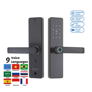 Günstiges Schwarzes Intelligentes Elektrisches Fingerabdruck-Passwort-Karten-Digitales Innentürgriff-Wasserdichtes Schloss für Zuhause Schlafzimmer Studio Büro - Product Image 2