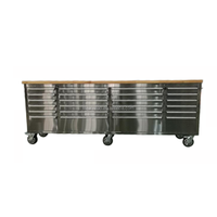 Armoire à outils roulante robuste OEM OBM de 96 pouces, en acier thermolaqué, avec plan de travail en bois massif, multiprise intégrée, capacité de charge de 900 kg