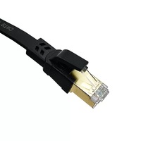 Kabel Patch Ethernet CAT8 Flat Terproteksi CE Rohs REACH 40Gbps untuk Gaming PC Server Data Center Pesanan Kecil