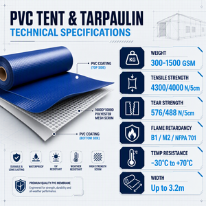 Bâche en PVC enduit Ripstop haute résistance 650GSM, imperméable, avec œillets renforcés et coins <span class=keywords><strong>triangulaires</strong></span> - Product Image 2