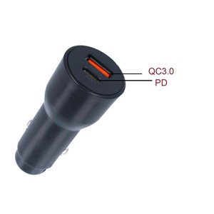 * Presa * caricabatteria per auto 2 porte USB C PD USB-A QC3.0 ricarica rapida massimo 18W tondo 29mm-elettronica/telefonia e - Product Image 1