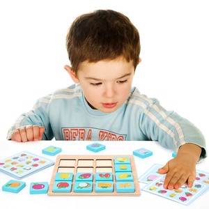 Jeu de mémoire en bois Montessori pour bébé, blocs de puzzle de dessins animés, jeu d'échecs éducatif, jouets de correspondance pour enfants - Product Image 2