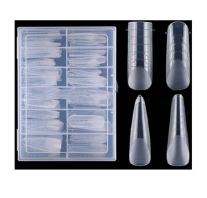 96 pièces de modèles d'ongles en acrylique, 4 styles, formes d'ongles à échelle mixte, capsules pré-conçues à couverture complète pour extension d'ongles en gel, longueur courte - Product Image 1