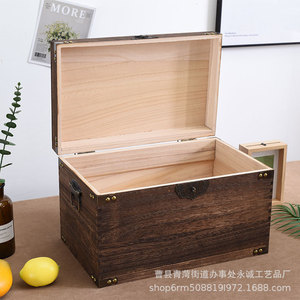 Wooden <b>Storage</b> <b>Box</b> Rectangular Vintage Style With Lock For <b>Documents</b> Clothing Tea Gifts Universal Packaging - Product Image 2