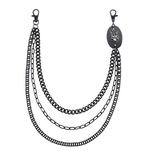 โซ่คาดเอวเดนิมสำหรับผู้ชายและผู้หญิง สีดำ หลายชั้น ลายหัวเสือดาว โลหะผสมสังกะสี สไตล์ฮิปฮอป สตรีทแดนซ์ แฟชั่นลำลอง - Product Image 5