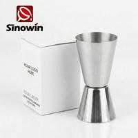Jigger double dose en acier inoxydable, directement de l'usine, avec logo personnalisé, outils de bar pour mesurer les boissons