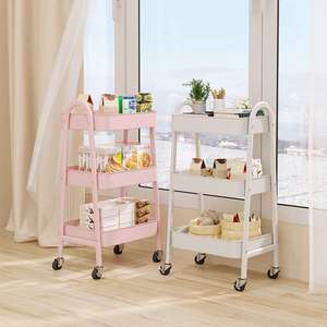 A-Type Storage <b>Shelf</b> Trolley 3 Floors Metal Multi-Purpose Movable Utility Cart For Kitchen Bedroom Snack <b>Organizer</b> - Product Image 4