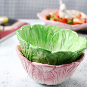 Bol de salade de pâques en céramique, de petite taille, en forme de chou, avec décoration de lapin mignon - Product Image 4