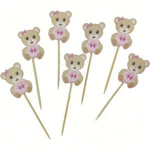 Palillos de Papel de 10 cm con Forma de Osito para Decorar Pasteles, Postres, Frutas, Platos Fríos, Fiestas, San Valentín, Graduaciones - Product Image 3