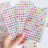 Feuilles d'autocollants en strass brillants, forme de cœur et d'étoile, pour enfants, bricolage, scrapbooking, cadeau de vacances, décoration, autocollants en cristal OEM B2B