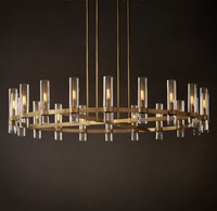 Lustre en verre à LED à 3 niveaux en laiton moderne et luxueux pour la maison, le salon, la salle à manger, la cuisine
